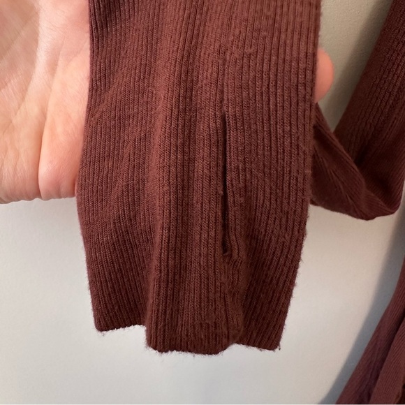 Free People Shirt Womens S Brown Venture Thermal Hi Low Hem Oversized Boho - Picture 7 of 11